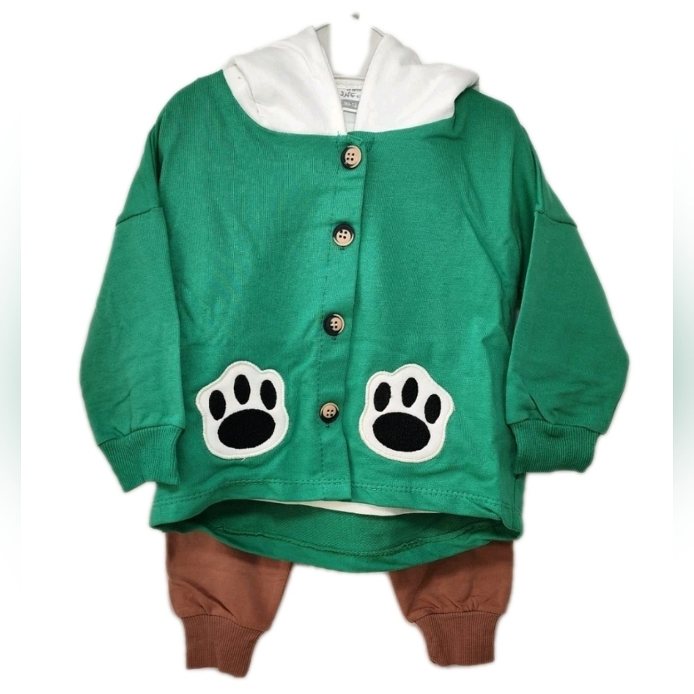 Baby Toddler 3pc Set Long Sleeve Shirt/Pants/Hooded Jacket Size 3-6, 9-12 Months